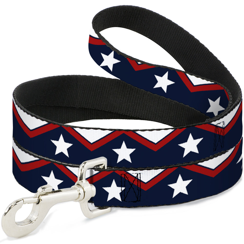 Image of Dog Leash - American Chevron & Stripes White/Red/Blue