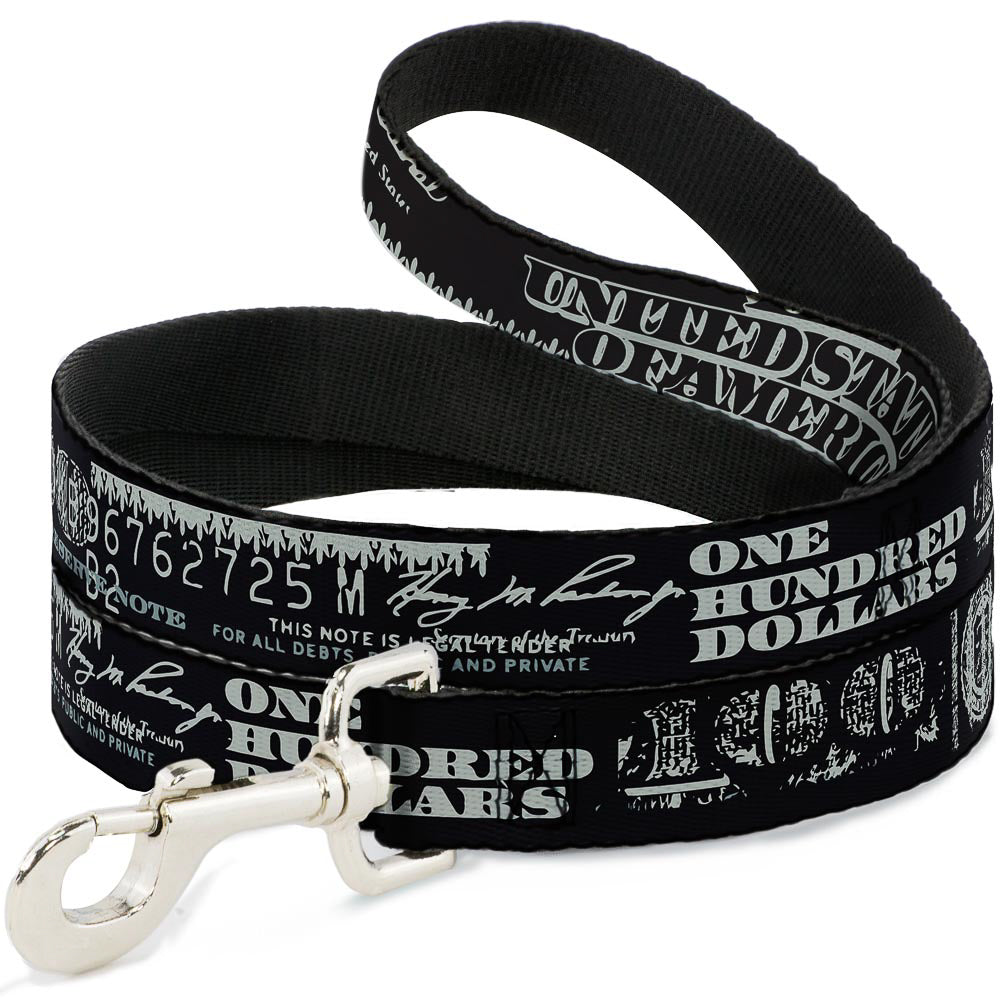 Image of Dog Leash - Americana One Hundred Dollar Bill Elements Black/Gray