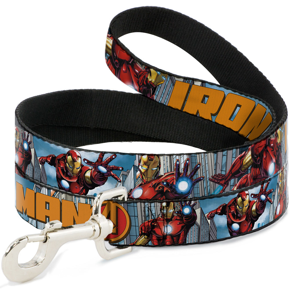 Dog Leash Iron Man W Avengers Logo Cityscape Buckle Down