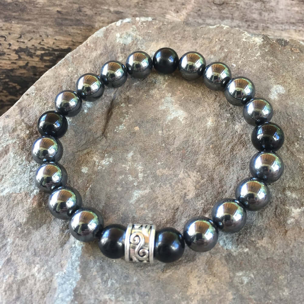 Hematite and Black Obsidian Bead Bracelet | Jenson Natural Jewelry