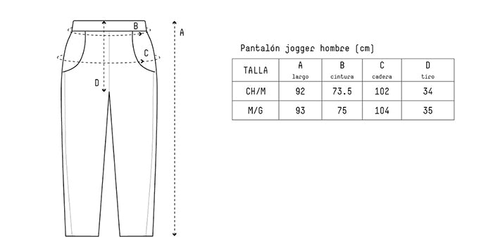 Guia de Talla Pantalón Jogger Hombre BSCSmx