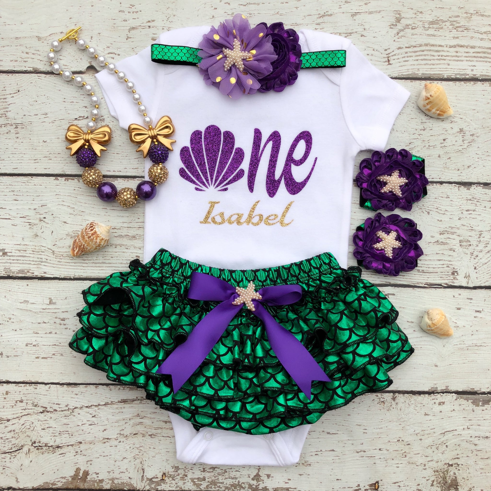 mermaid first birthday onesie