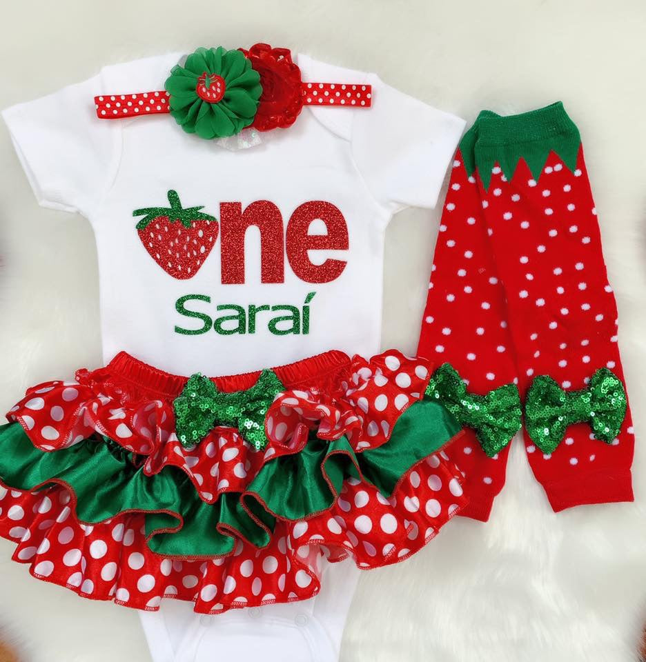strawberry first birthday outfit
