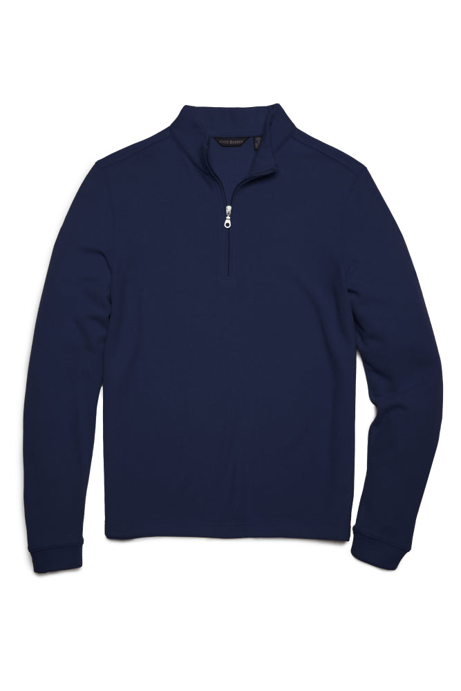 Navy Tech French Rib Zip Mock