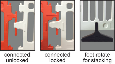 CrowdCade Plastic Barricade Locking and Feet Detail: