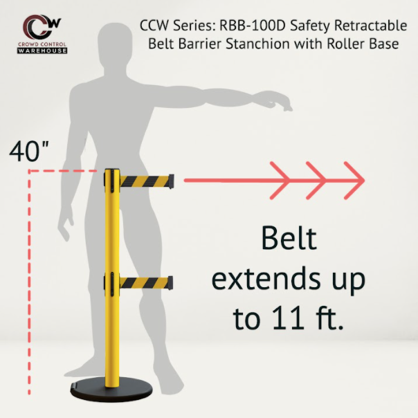 Retractable belts extend up to 11 feet 