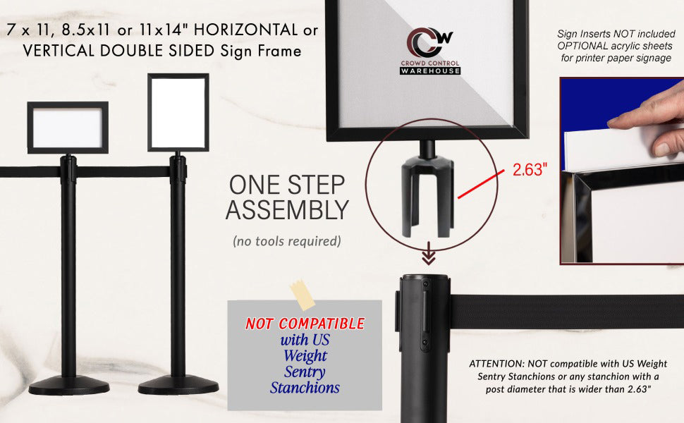 POST TOP SIGN FRAME STANCHION ASSEMBLY