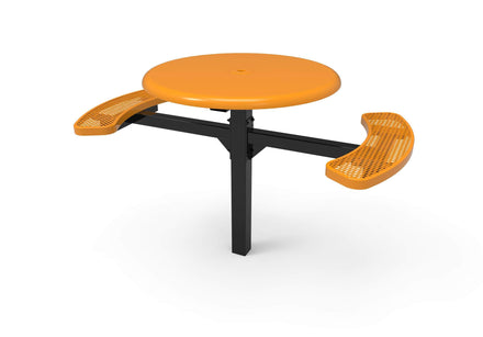 Buy Round Solid Top Pedestal Picnic Table With 2 Ada Seats Diamond Pattern 46 In Online Crowd Control Warehouse