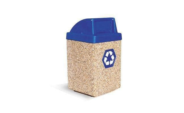 53 Gallon Commercial Concrete Square Trash Receptacle with Push