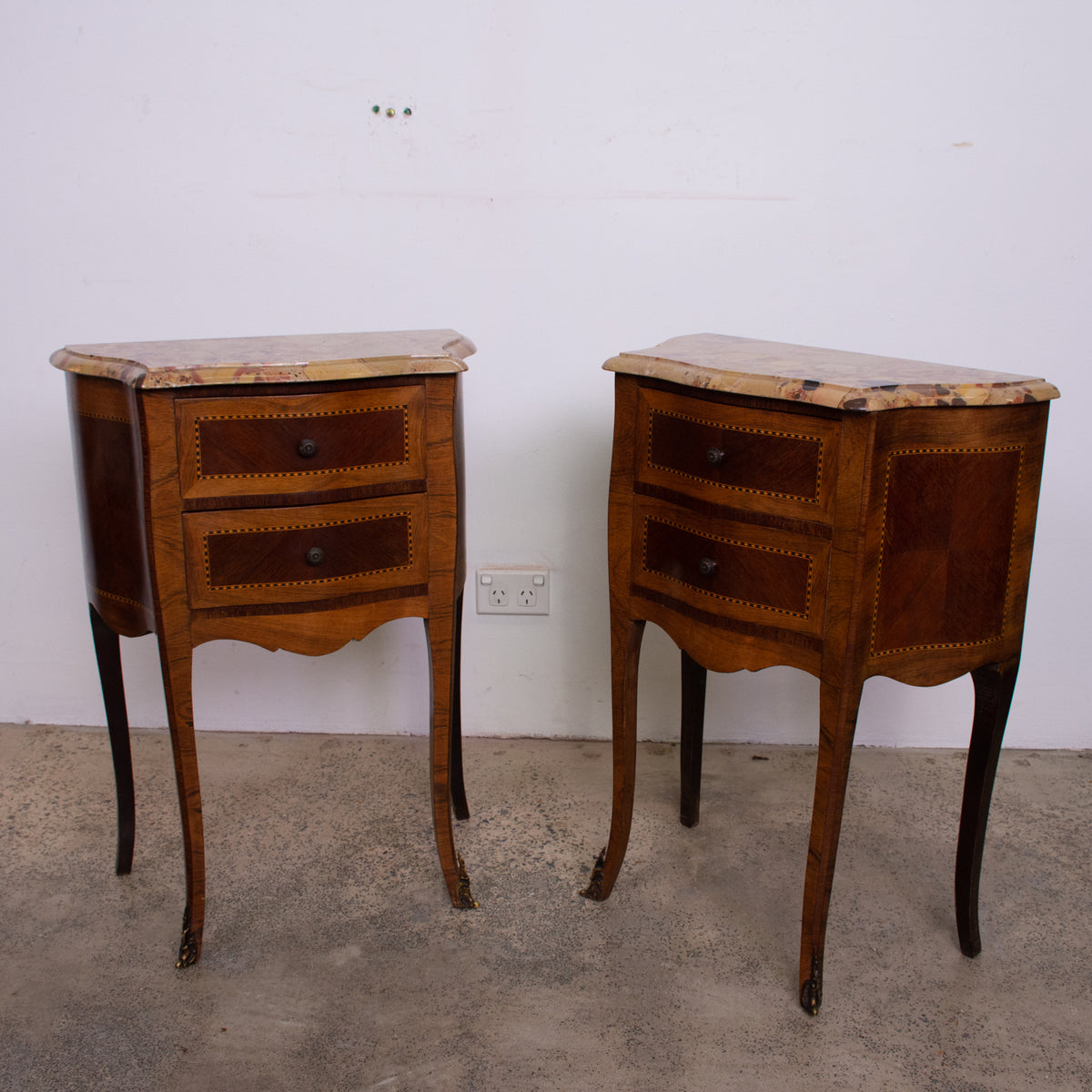 Pair of Louis XV style Walnut Bedside Tables - The Vault ...