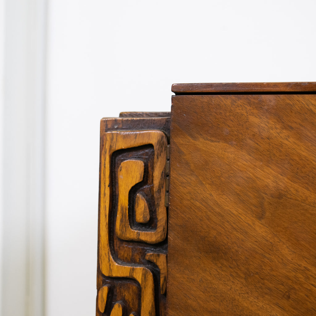 A Mid Century Walnut United Furniture Company Brutalist Credenza