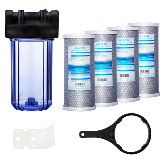 Max Water 2 Stage (Sediment, Odor & Improving Taste) Whole House 10 inch, Standard Water Filtration System - Clear Housing - Sediment + CTO - ¾ Inlet