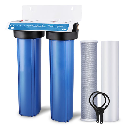 Max Water 2 Stage (Sediment, Odor & Improving Taste) Whole House 10 inch, Standard Water Filtration System - Clear Housing - Sediment + CTO - ¾ Inlet
