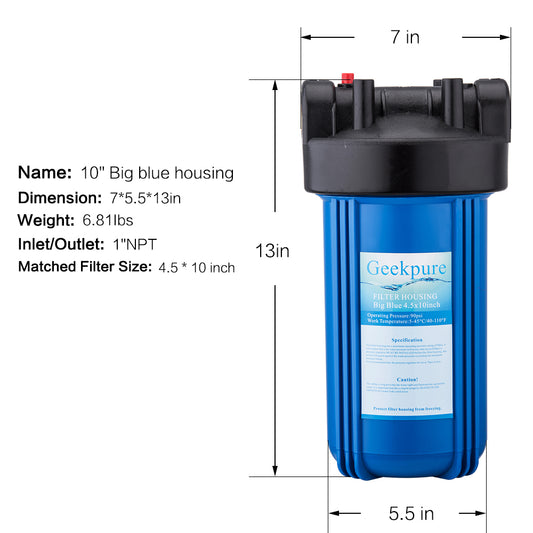 Whole House Water Filtration w/ Blue Housing and 4.5x20 Carbon Block –  Geekpure Water Group