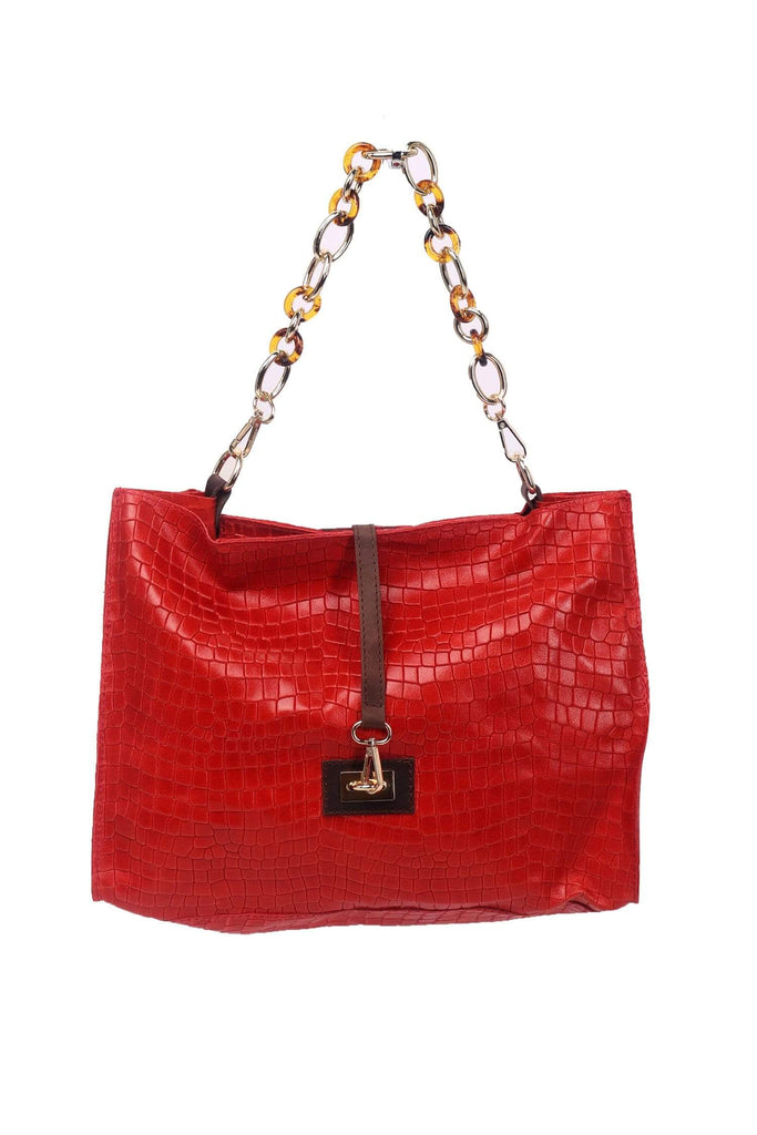 red chain bag