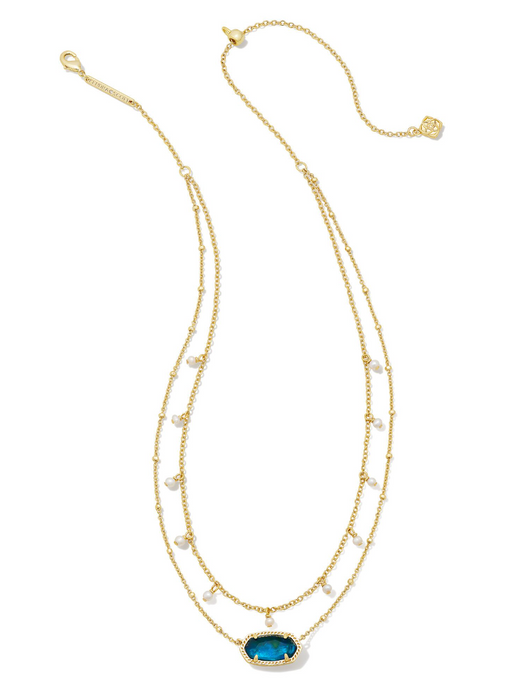 Elisa Gold Pearl Multi Strand Necklace in Teal Abalone - Kendra Scott