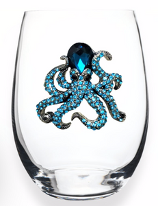 Octopus Jeweled Stemless Wine Glass