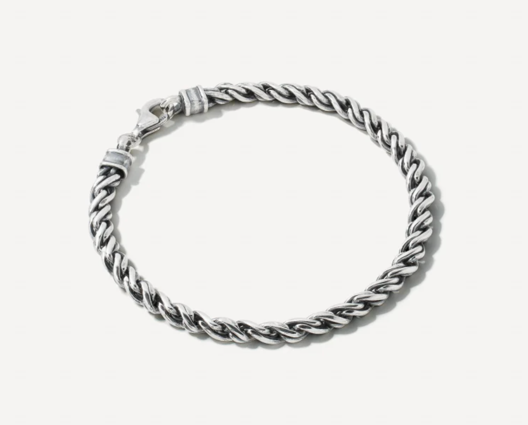 Beck 24 Thin Round Box Chain Necklace in Oxidized Sterling Silver