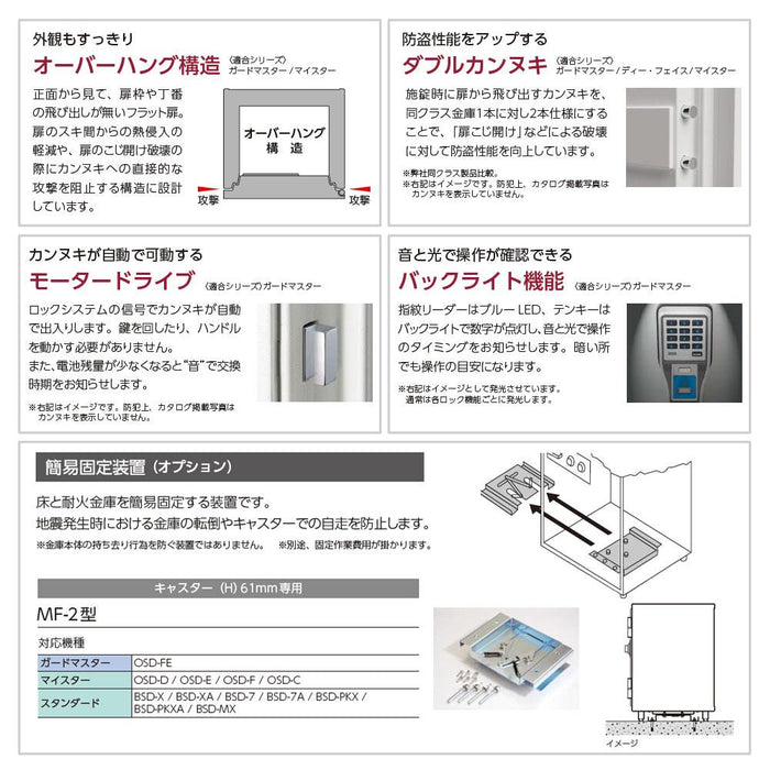 エーコー インテリアデザイン金庫「GUARD MASTER」 OSS-FE 2マルチロック式(テンキー式＆指紋照合式) 1時間耐火 19.5L - 2