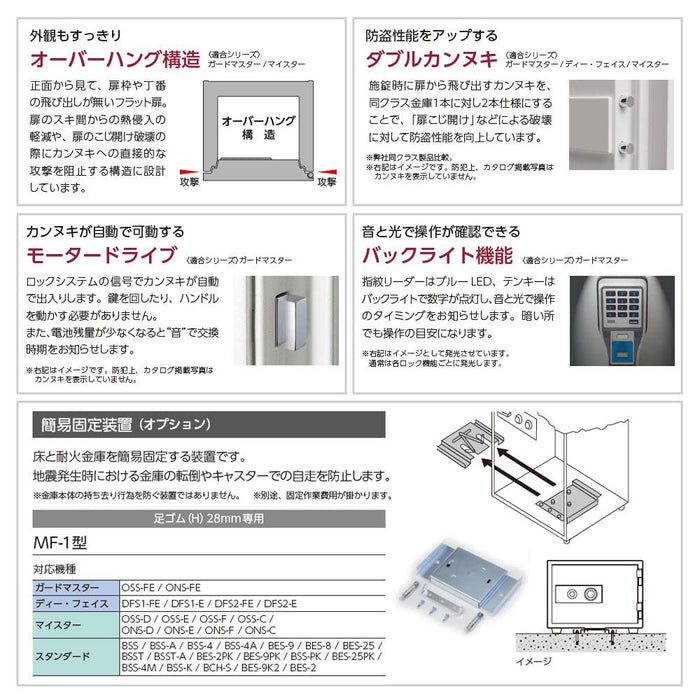 エーコー 家庭用耐火金庫 OSS-C マイスター ICカード(FeliCa対応) シリンダー錠  A4用紙トレー収納 一般紙用1時間耐火試験合格 - 3