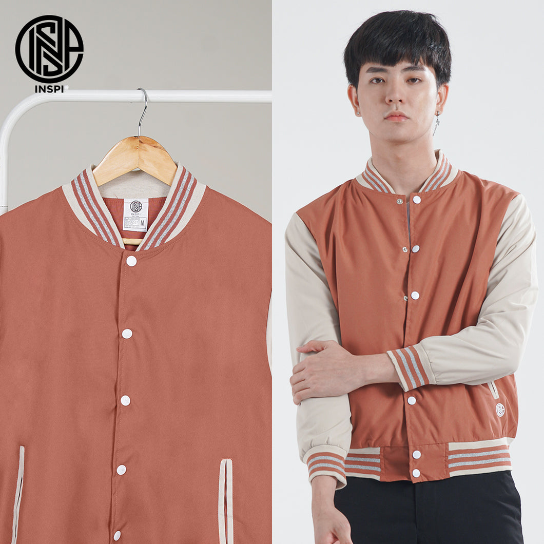 INSPI Varsity Jacket Old Rose For Men and Women with Buttons and Pocke