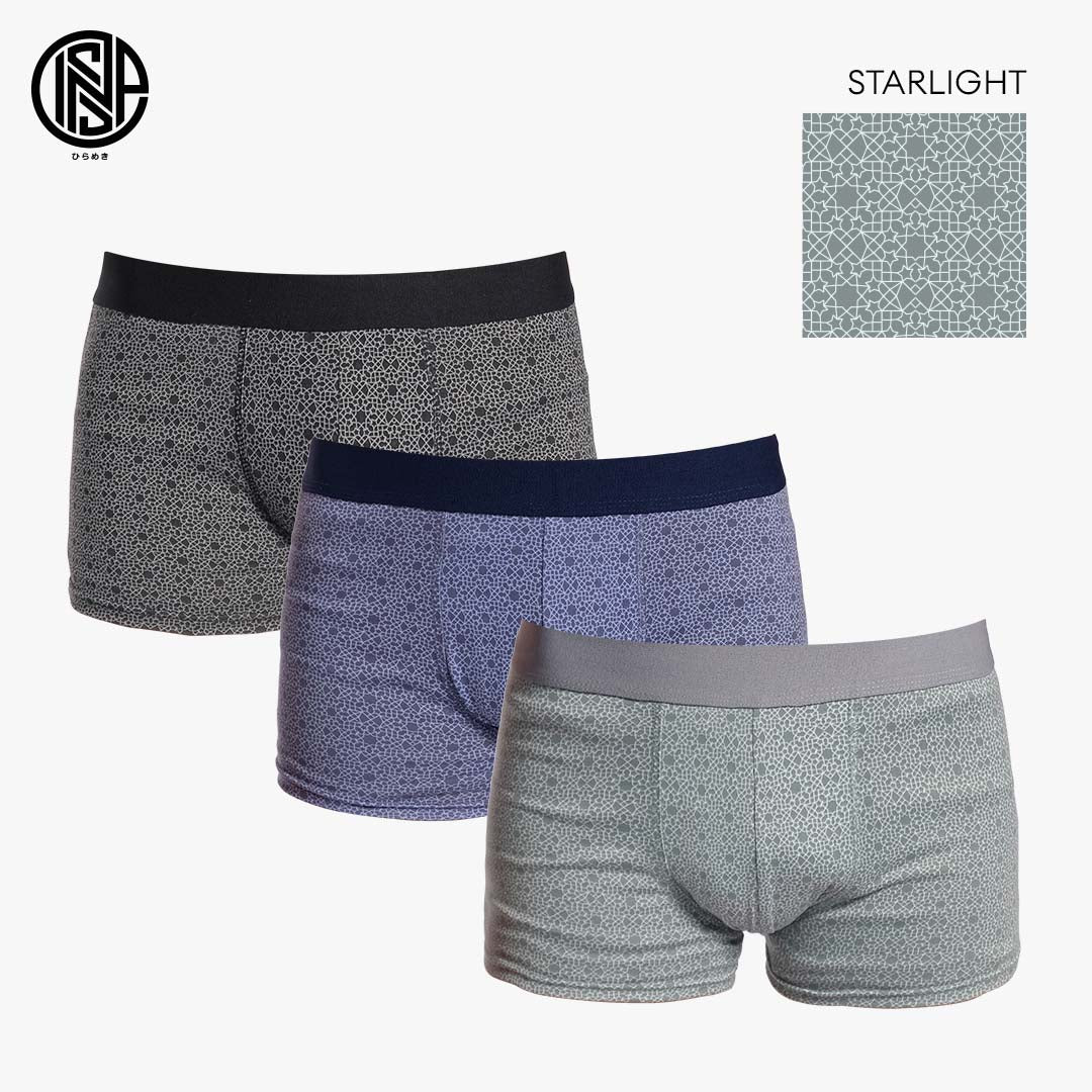 INSPI Basics 3pcs Set Starlight Printed Boxer Brief for Men Boxers Sho