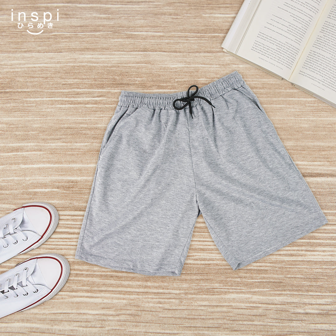INSPI Walking Shorts for Men Summer in Gray Cotton Korean Short for Wo