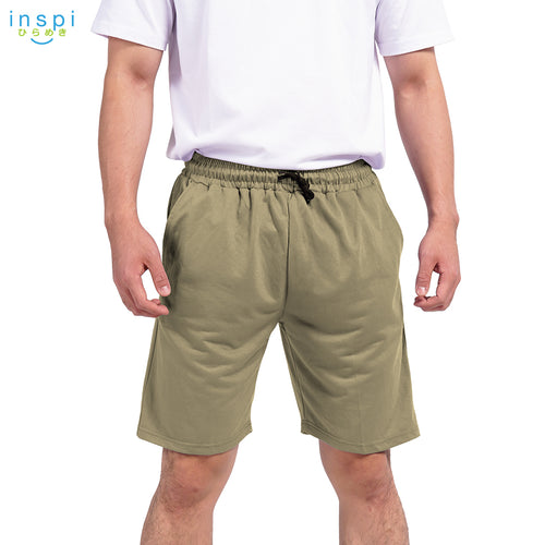 INSPI Walking Shorts for Men Summer in Khaki Cotton Korean Short for W