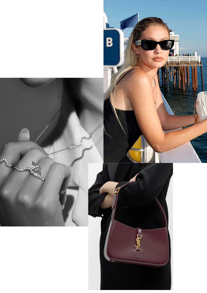 Selection of Mob Wife aesthetic clothing pieces