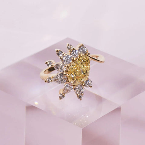 Yellow Pear Cut Diamond Ring