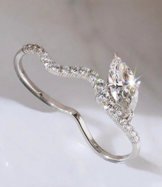 Perspective, double diamond ring featuring a 2ct marquise cut diamond by Layla Kaisi Collection