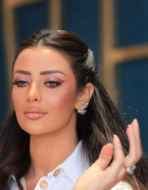 Radwa El Sherbiny flaunting Pear Cut Diamond Ear Jacket from Layla Kaisi Collection