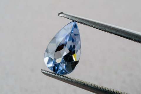 Aquamarine Stone held by a tong.