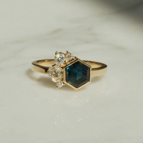 Australian Blue Sapphire Diamond Engagement Ring