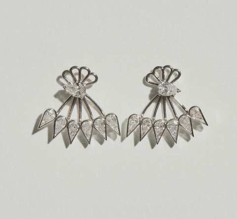 A pair of pear shaped Diamond Earrings