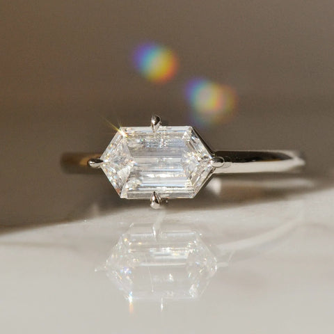 Hexagonal Cut Diamond Ring