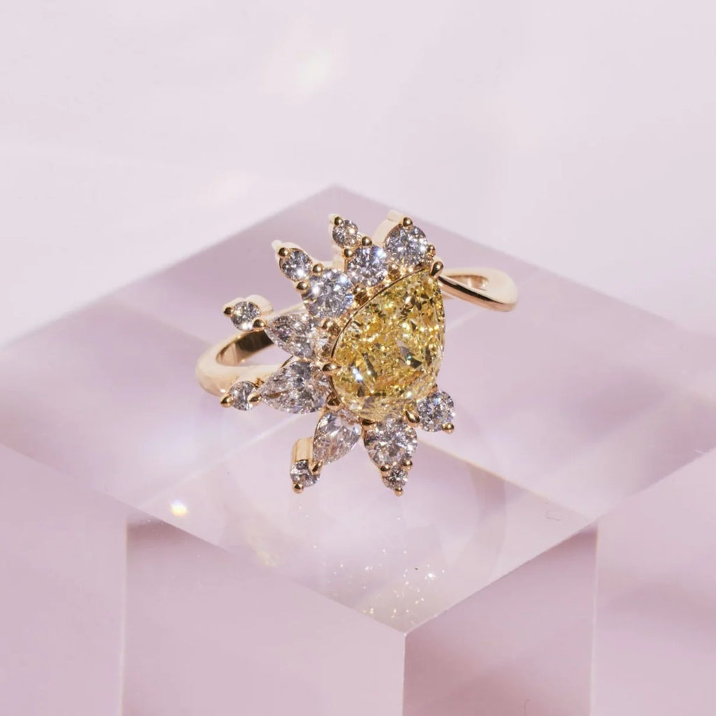 Yellow Pear Cut Diamond Ring from Layla Kaisi Collection