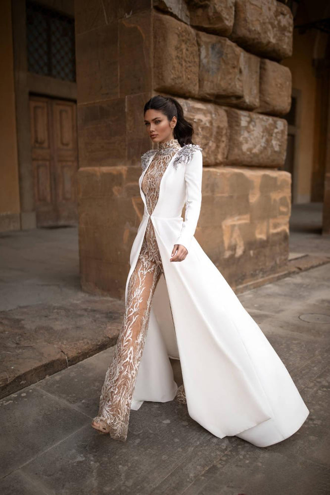 wedding gown turtleneck lace