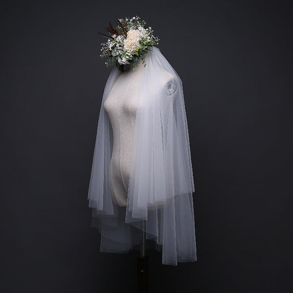 Wholesale Simple Short Tulle Wedding Veils Cheap 2018 White Bridal