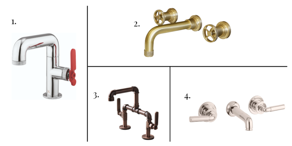 4 industrial-style bathroom taps