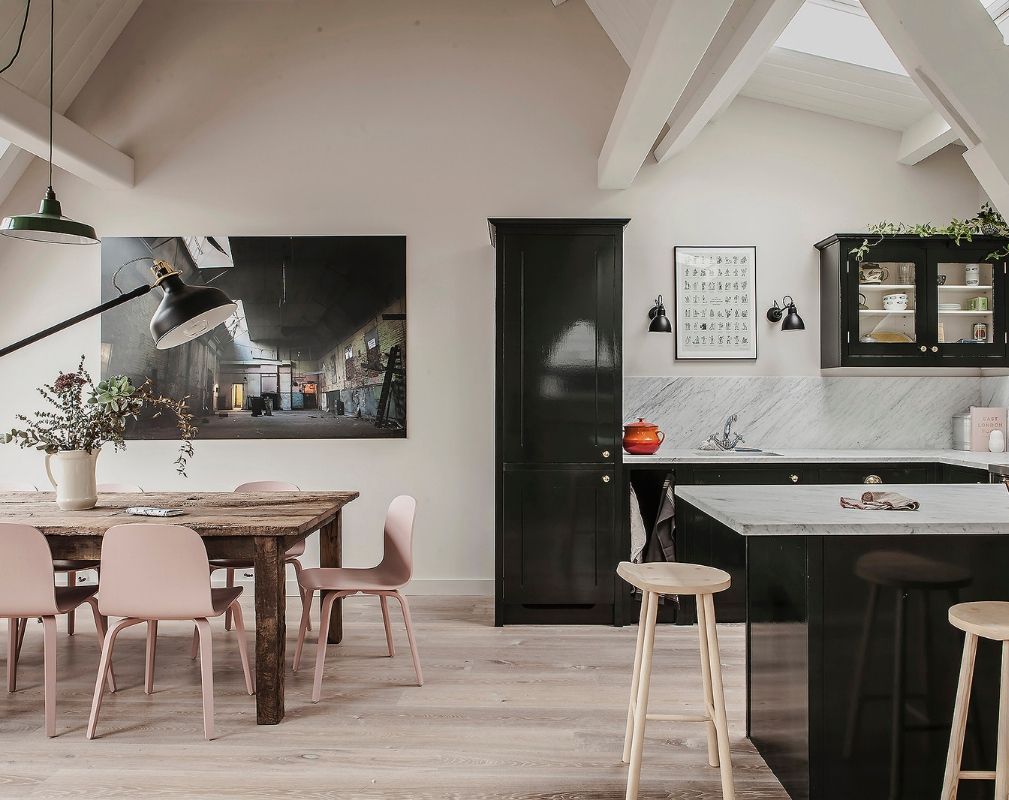 Dark Painted Kitchens by British Standard in a converted school building in Hackney