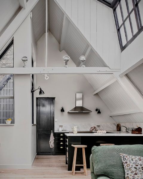 Dark Painted Kitchens by British Standard in a converted school building in Hackney