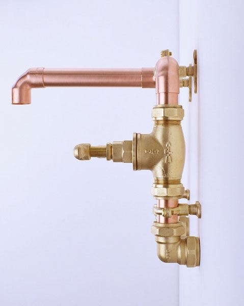 The Duna Wall Mounted Tap from Proper Copper Design is made from copper pipe