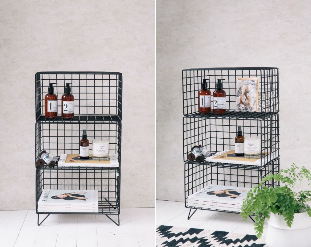 The three-tier wire shelves from Rose & Grey.