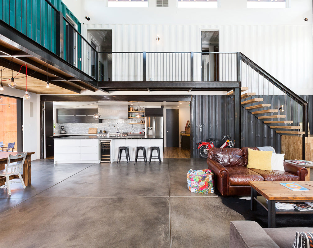 Shipping-container-industrial-style-home-living-area-kitchen-warehouse home