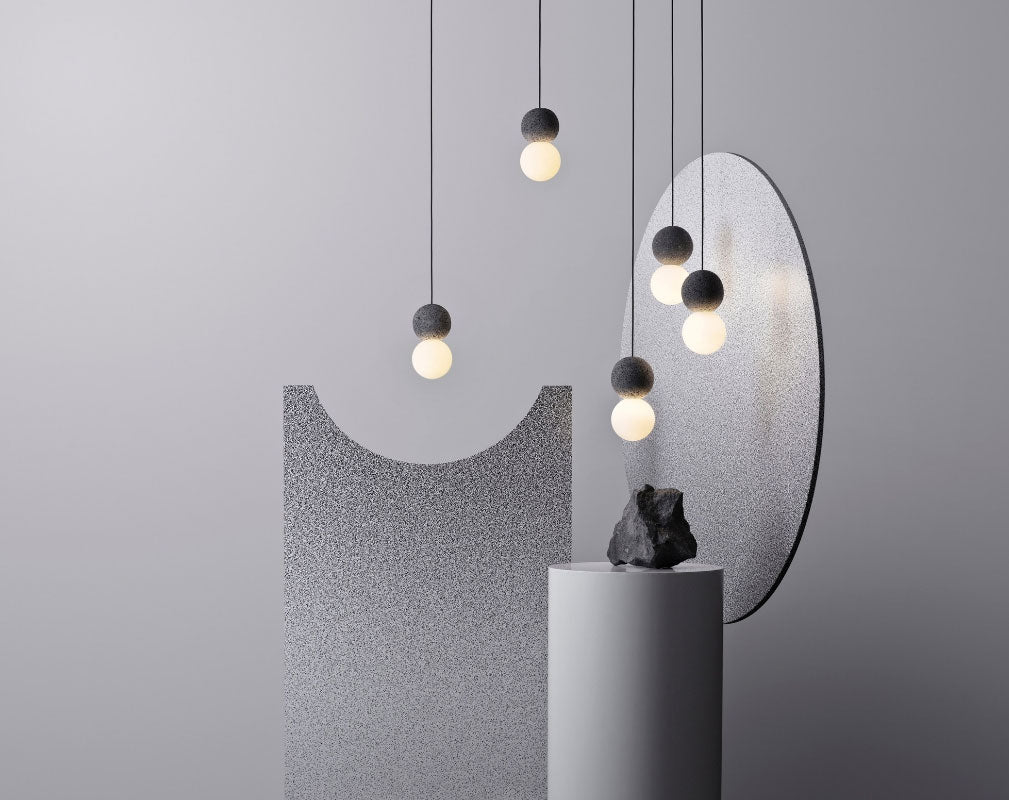 Origo volcanic rock lights by Studio davidpompa at Milan Design Week 2019