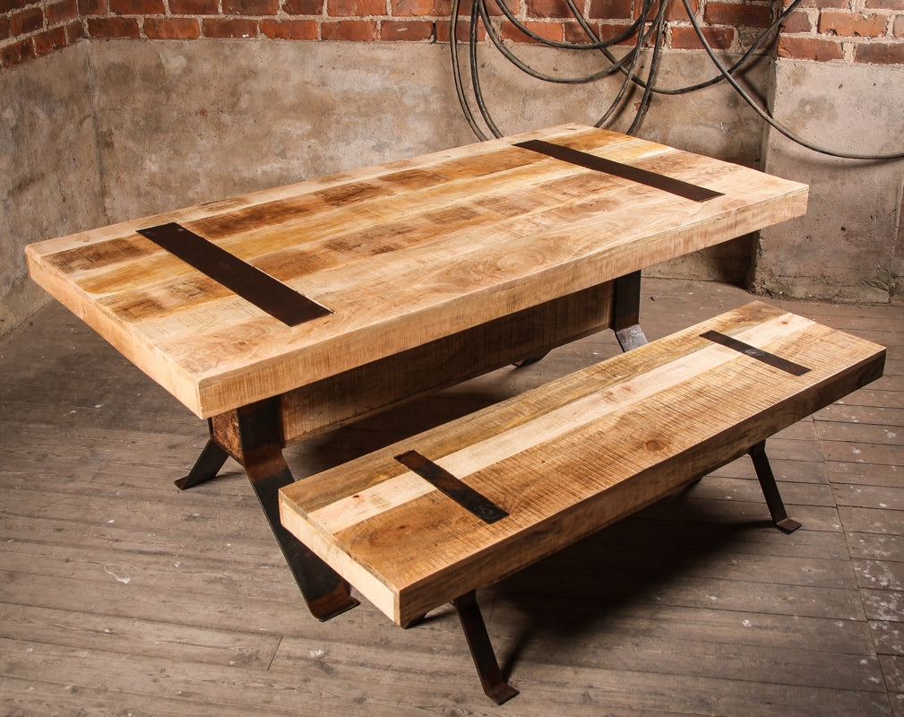The Industrial Style Rustic Elk Dining Table and Bench from J.N. Rusticus