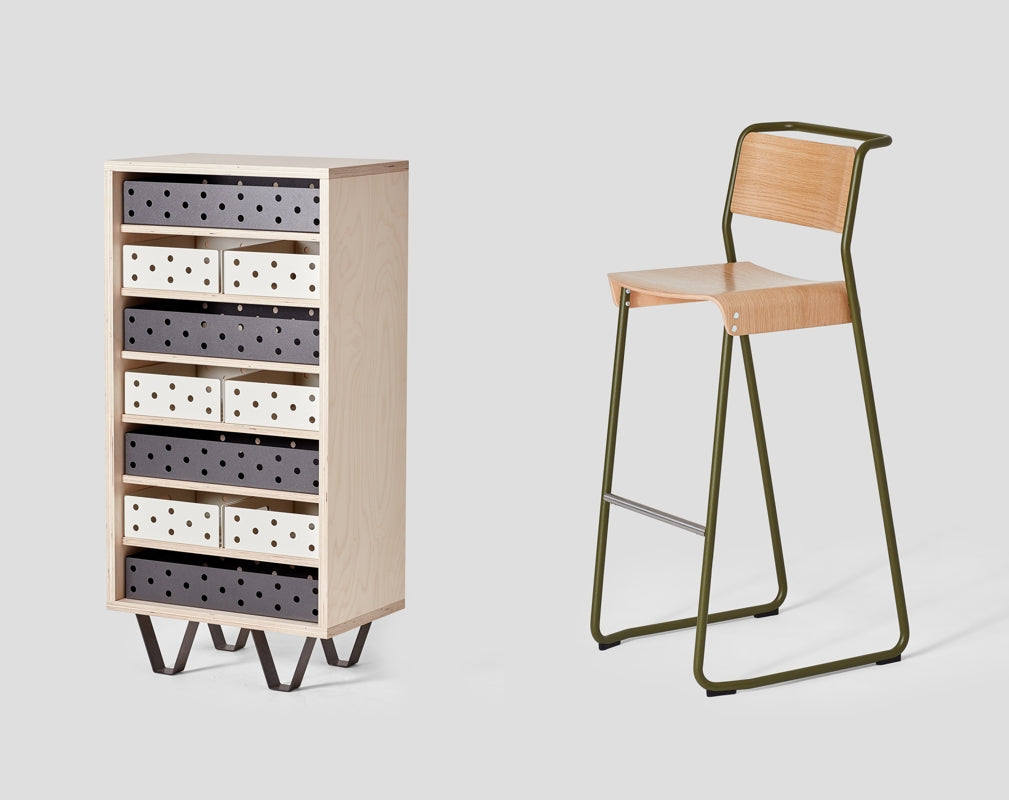 Very Good & Proper will showcase their Sled drawer unit and Canteen utility chair at designjunction
