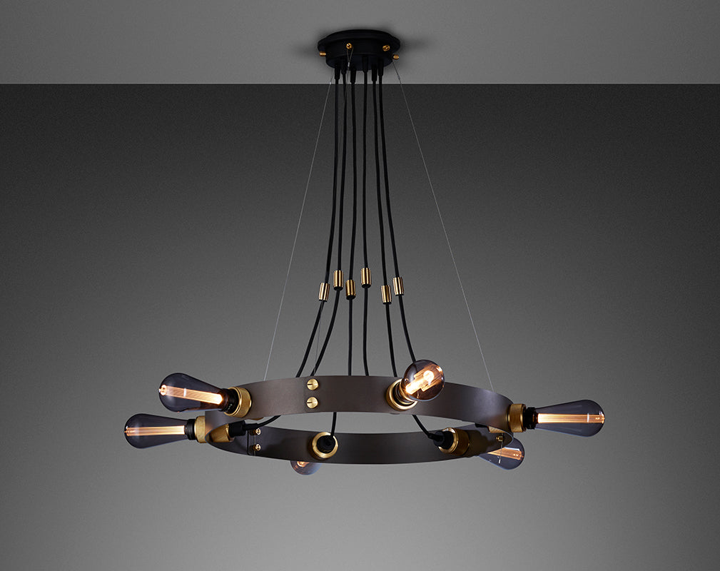 hero pendant light in graphite brass and smoked glass by Buster + Punch
