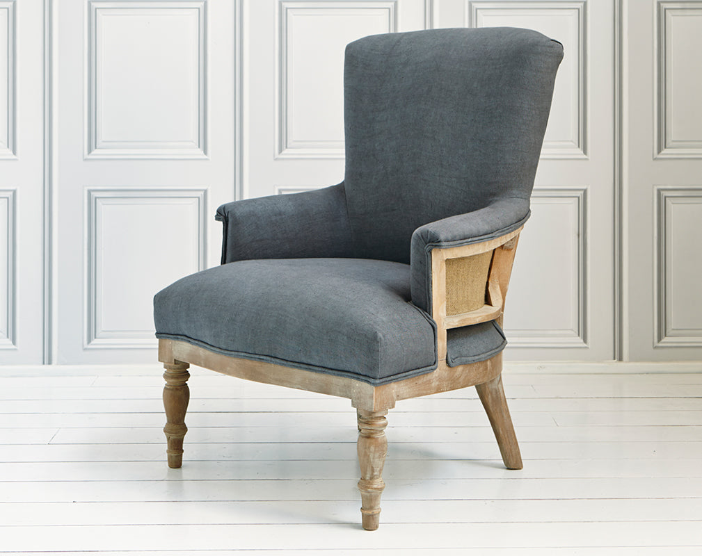 deconstructed armchair in grey linen from graham & green.